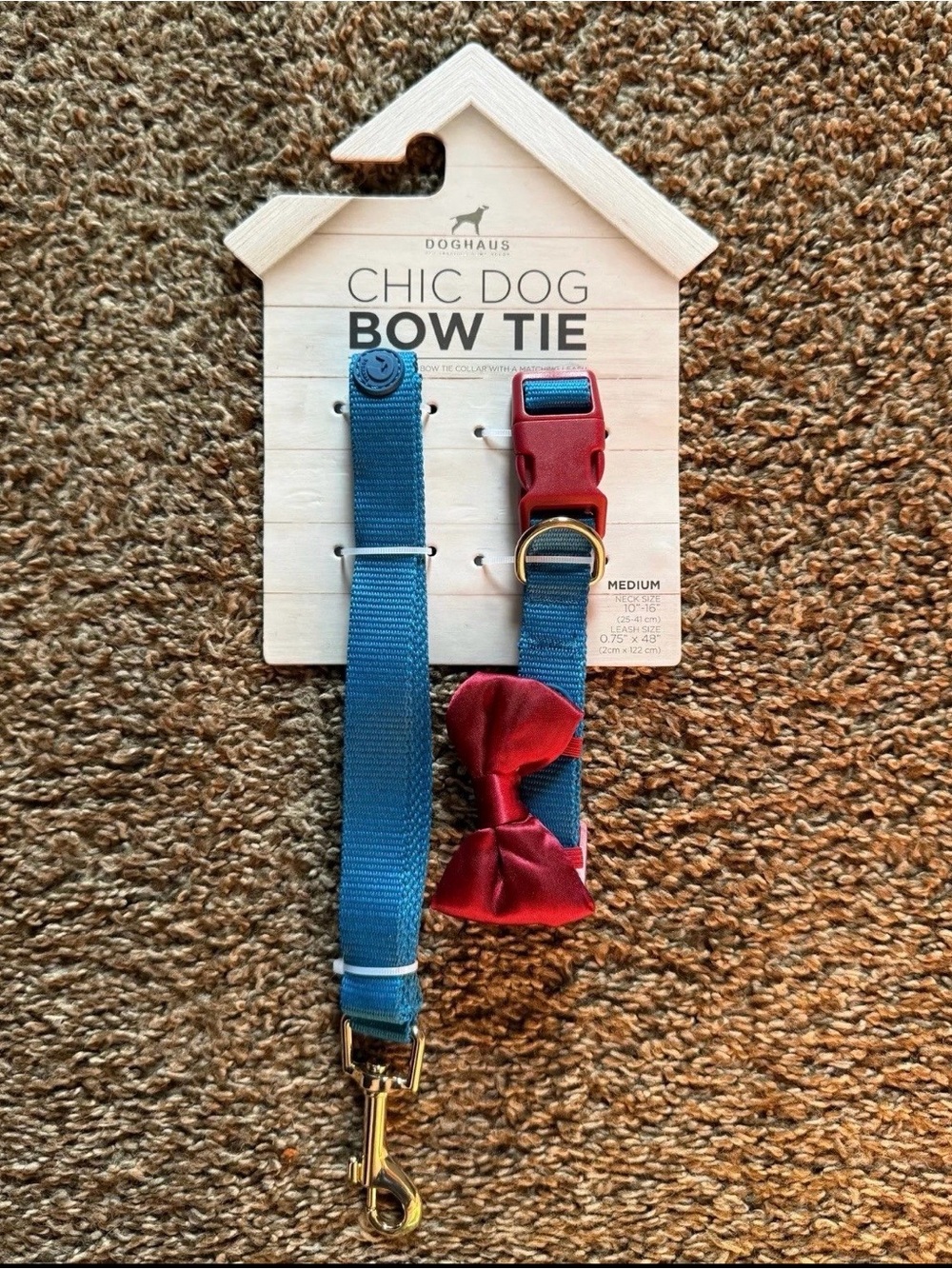 Dog Haus Chic Dog Bow Tie Collar & Leash Set - Size Medium